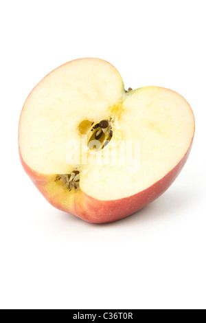 Red Apple with white background, close up shot Stock Photo