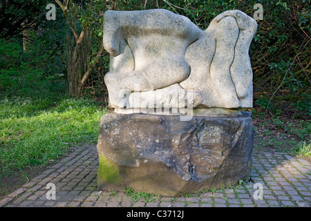 Ronald Rae's granite sculpture - the Pieta, one of five works 'the Tragic Sacrifice of Christ' in Rozelle Park in Ayr Stock Photo