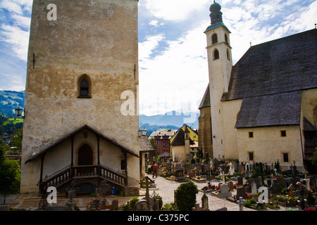 The parish church (Pfarrkirchie St. Andreas) built 1435 - 1506 in Kitzbuhel Austria. Stock Photo