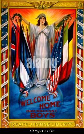 Welcome home our gallant boys - Welcoming home American Soldiers after World War I Stock Photo