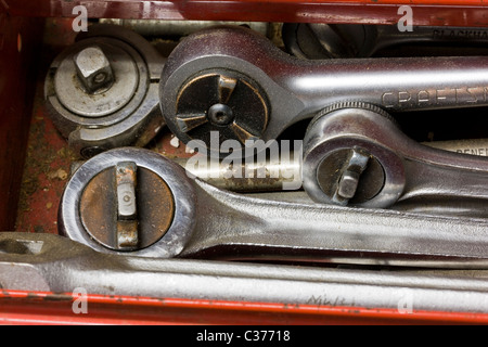 Automotive mechanic's tools in a tool chest Stock Photo