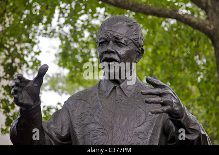 Statue of Nelson Mandela in Parliament Square, London, England Stock Photo
