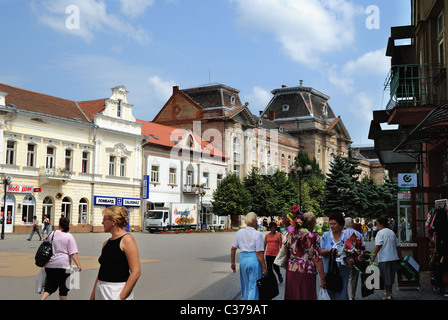 Main street scene, Berehove, Zakarpattia region, Ukraine Stock Photo