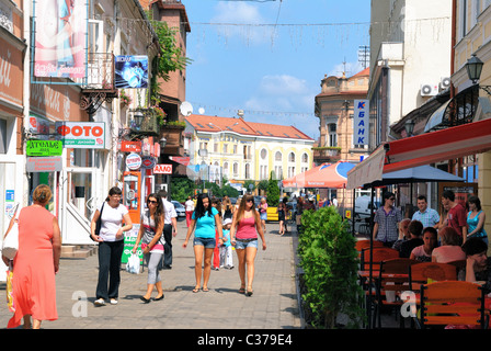 Main street scene, Uzhhorod, Zakarpattia, Ukraine Stock Photo