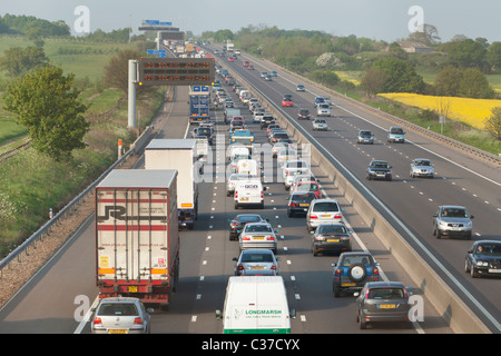 Traffic congestion on the M11 motorway before junction with the M25, Essex, England Stock Photo