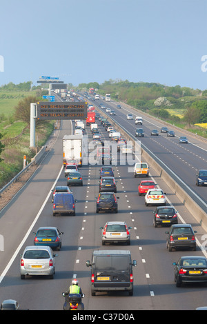 Traffic congestion on the M11 motorway before junction with the M25, Essex, England Stock Photo