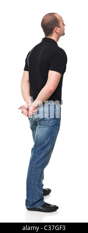 standing man back view isolated on white background Stock Photo