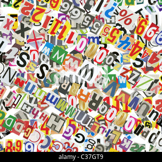 Background, made of newspaper letters, numbers and punctuation marks Stock Photo