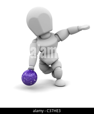 3d render of a man ten pin bowling Stock Photo