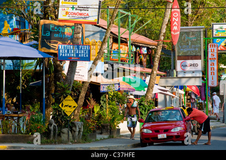 Street scene Manuel Antonio Town at the entrance of Manuel Antonio National Park Puntarenas province Costa Rica Stock Photo