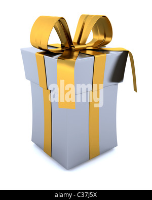 Free Photo  3d render blue gift box with ribbon male package