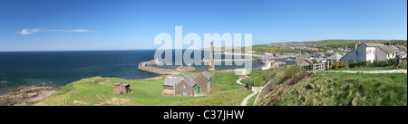 Panorama over Whitehaven in Cumbria, looking North, with view of candlestick chimney. Stock Photo