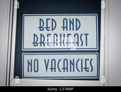 Bed & Breakfast Sign No Vacancies Stock Photo