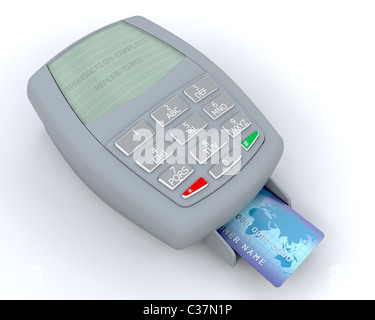 3D render of a credit card machine Stock Photo