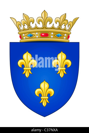 Heraldic French coat of arms; isolated on white background. Stock Photo