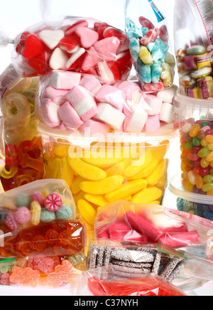 Mix of various sweets, different colors, taste's, kinds. High calorie food. Stock Photo