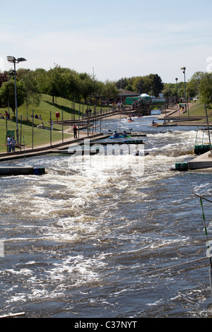 White water rafting at National Water Sports Centre, Holme Pierrepoint, Nottingham England UK Stock Photo