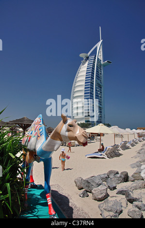 Burj Al Arab Hotel from Jumeirah Beach Hotel, Jumeirah, Dubai, United Arab Emirates Stock Photo