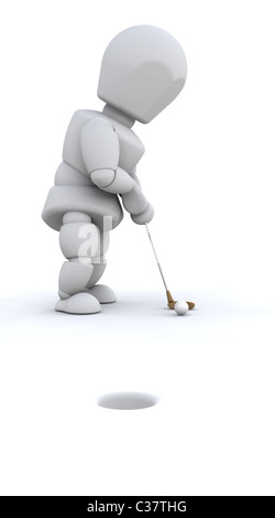3D man playing golf isolated over white Stock Photo