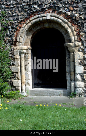 Doorway into the Norman-built Lazar House in Norwich, Norfolk, originally a leper hospital, Stock Photo