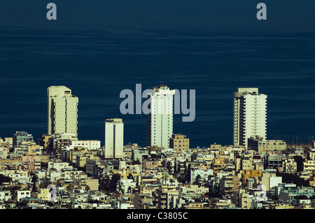A view of Tel Aviv and the Mediterranean sea. Stock Photo