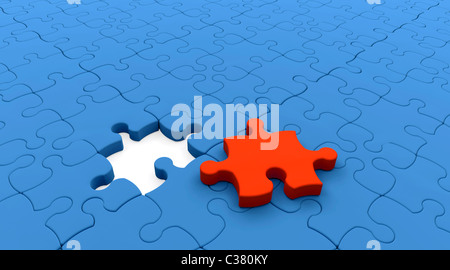 3D RENDER OF JIGSAW PUZZLE Stock Photo