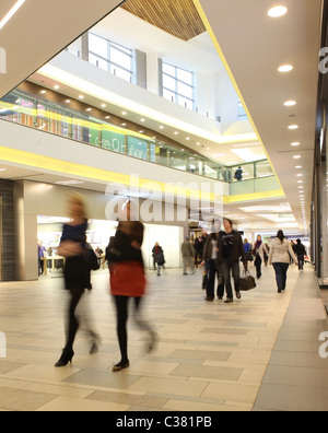 Shoppers in the interior of Union Square shopping mall in Aberdeen city, Scotland, UK Stock Photo