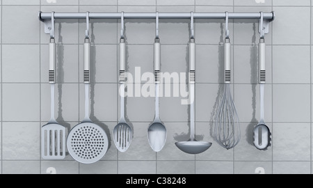 Pots and pans. Set of cooking kitchen utensils and cookware. 3d  illustration Stock Photo - Alamy