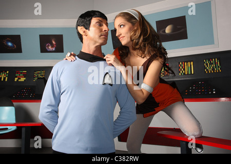 *Set to stun: Star Trek threeway will shock fans CAPTAIN KIRK and MR. SPOCK will fulfill many STAR TREK fans' wildest fantasies Stock Photo