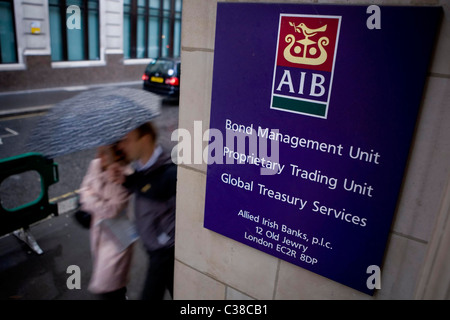 Allied Irish Banks logo and branch sign. Stock Photo