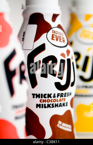 Bottles of Frijj Milkshake, a Dairy Crest product. Stock Photo
