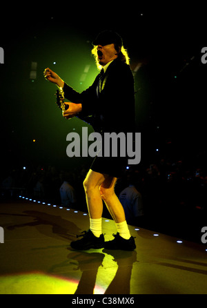 Angus Young AC DC performing live at the O2 Arena London, England - 14.04.09 Stock Photo