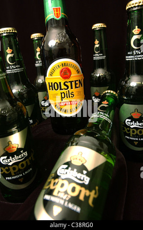 Pictured: A bottle of Holsten Pils, lager; a Carlsberg brand. Stock Photo