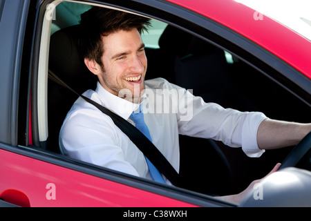 Man driving car Stock Photo