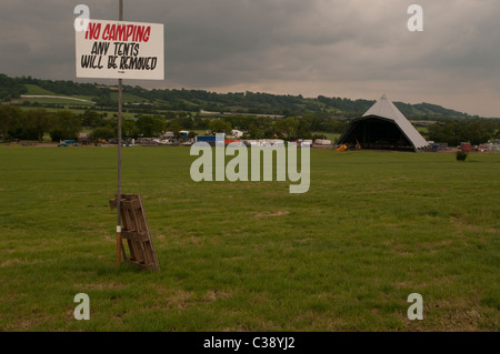 Glastonbury Festival Pyramid Stage preparations Stock Photo