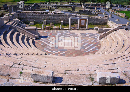 Ancient Greek amphitheater in Ancient Messini in Greece Stock Photo