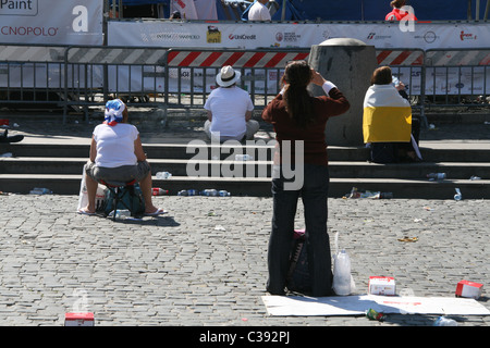 people celebrating the beatification of pope john paul the second, rome May 1st 2011 Stock Photo