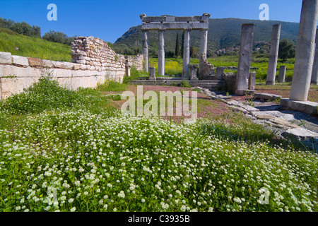 Ancient Greek Stadium columns in Ancient Messini Stock Photo