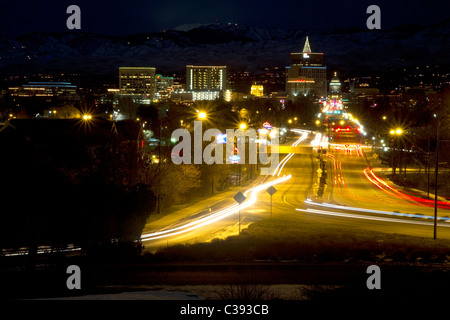 View of downtown Boise on a winter night, Idaho, USA. Stock Photo