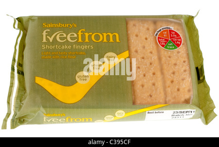 Packet of Sainsburys Freefrom free from gluten wheat and dairy shortcake fingers Stock Photo