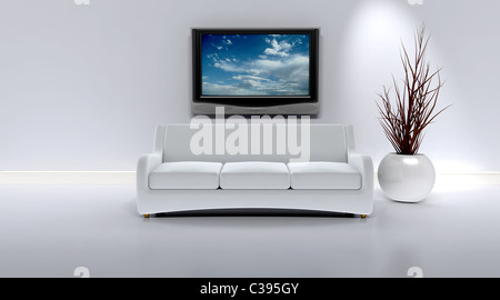3D render of a sofa in a contemporary interior Stock Photo