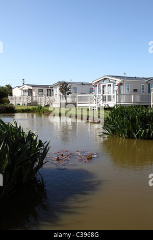 Static caravan holiday homes on a site in Lincolnshire, England, U.K. Stock Photo