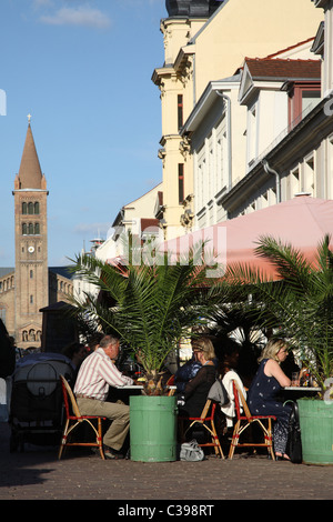A street cafe in the pedestrian area, Potsdam, Germany Stock Photo