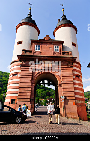 Heidelberg Old Bridge Gate, Karl-Theodor-Brücke mit Brückentor, Germany, Europe Stock Photo