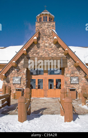 The Lodge at Sunspot, premier mountaintop restaurant, Winter Park Resort, Colorado, USA Stock Photo