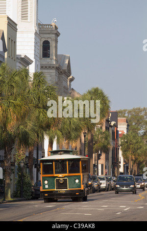 View down Broad street in historic downtown Charleston South Carolina Stock Photo