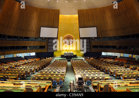 The General Assembly Hall in the United Nations in Manhattan, New York City. Stock Photo