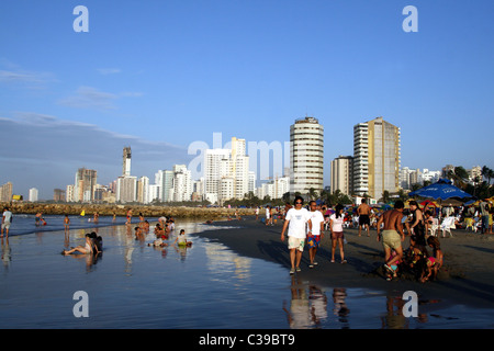 Crowds on Bocagrande beach. Cartagena, Bolivar, Colombia, South America Stock Photo