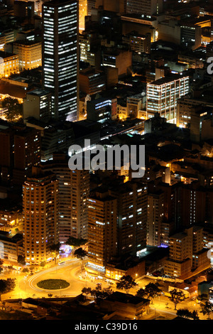 Dusk view of downtown Bogotá from the Cerro de Monserrate. Bogota Capital District, Colombia, South America Stock Photo