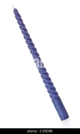 blue twisted candle isolated on white background Stock Photo